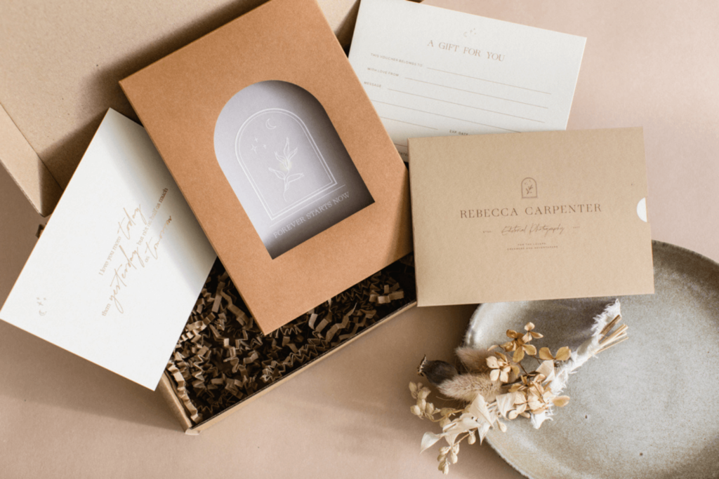 Beautiful image of photography packaging for a destination wedding photographer trying to enhance her brand.